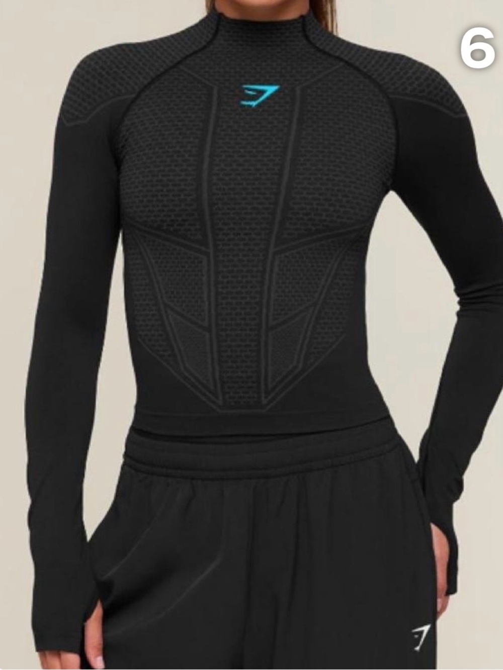 Gymshark Onyx V1 Long Sleeve Top - Black/Onyx Grey/Brand Blue - women’s large